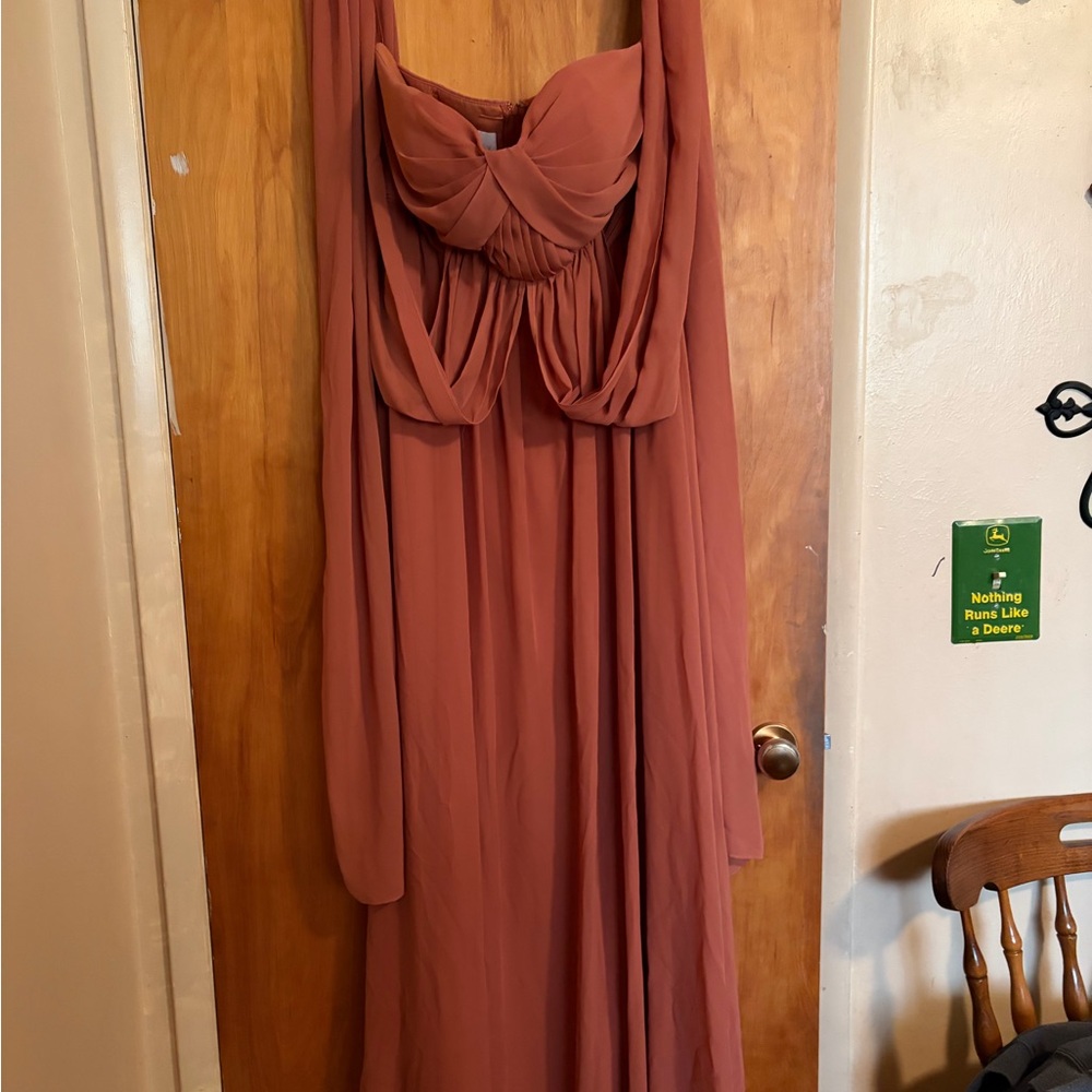Birdy Grey Strapless Bridesmaid Dress in Terracotta